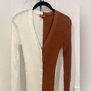 Staud color block ribbed midi dress